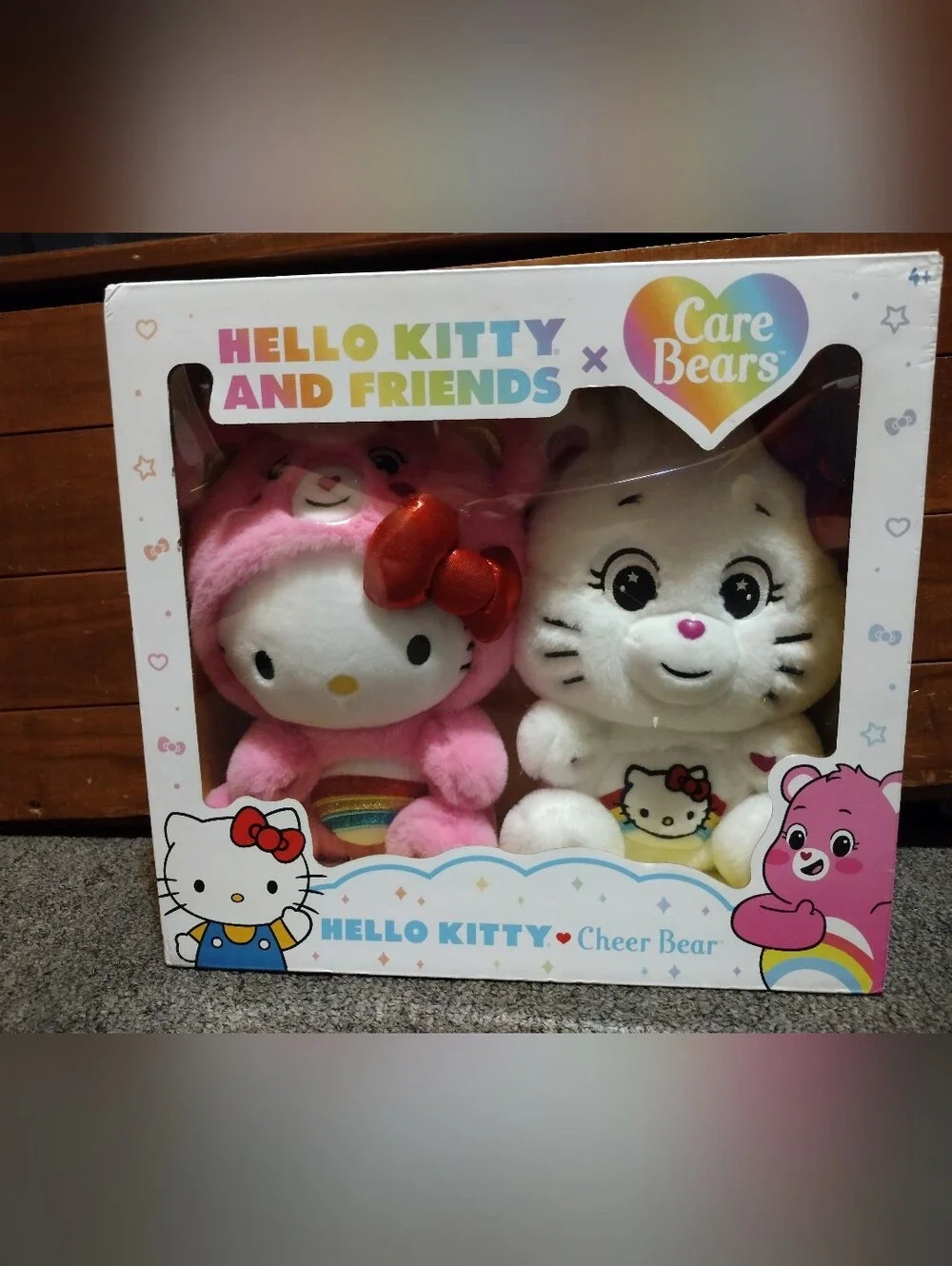 Hello Kitty Pink & Cheer Bear White Plush Duo - Hello Kitty x Care Bears
